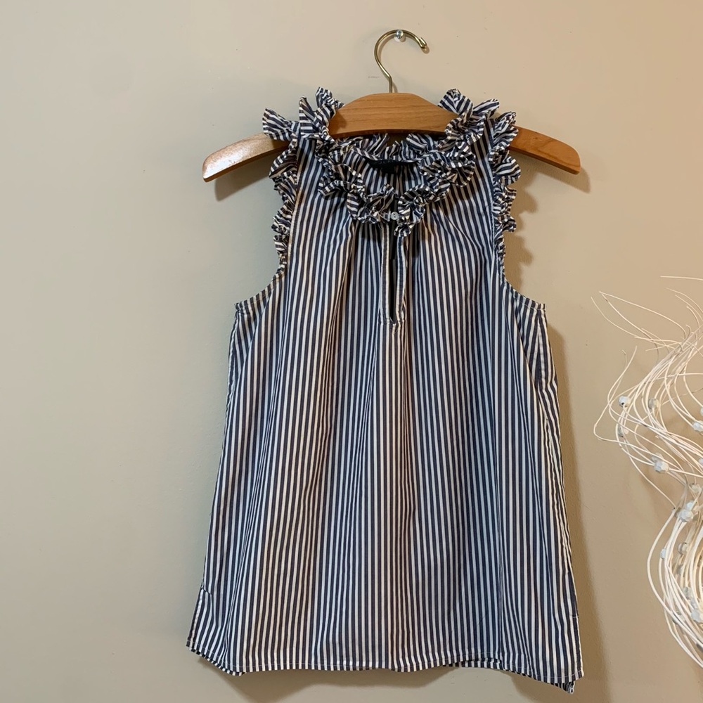 J. Crew Sleeveless Top Shirt Ruffles Stripes - Picture 3 of 8